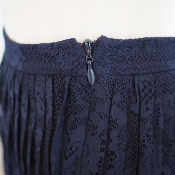 Dark Academia Gothic Romantic Partially Sheer Navy Lace Midi Skirt Whimsigoth - Picture 7 of 11
